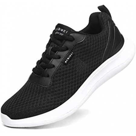 Men's Breathable Mesh Tennis Shoes Comfortable Gym Sneakers Lightweight Athletic Running Shoes Black