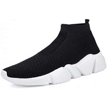 Men's Running Shoes Breathable Knit Slip On Sneakers Lightweight Athletic Shoes Casual Sports Shoes Black