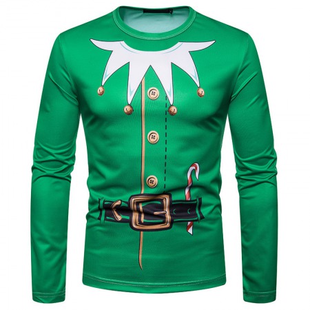 New 3D Personality Printing Fashion Men's Christmas Long-Sleeved T-Shirt