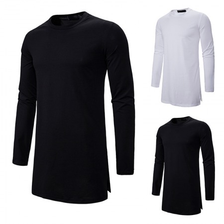 Tide Brand Round Neck Long T-Shirt Men's Loose Dark Trendy Men's Long-Sleeved T-Shirts